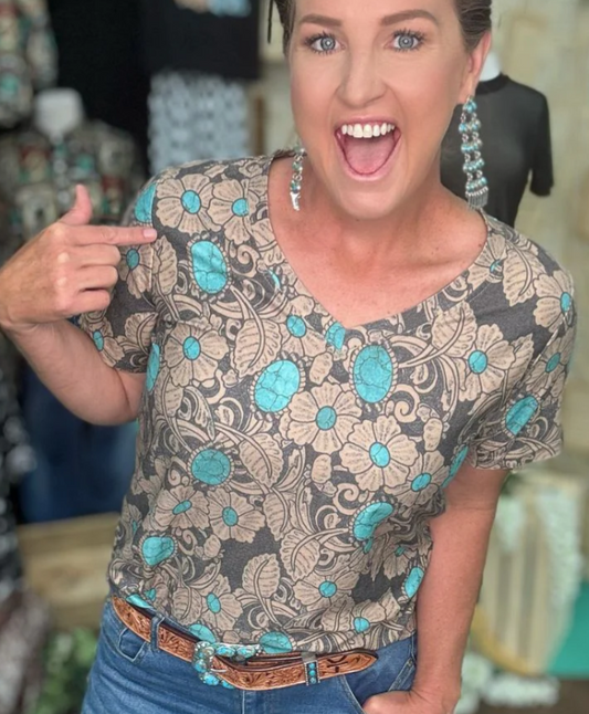 Tattoos On This Town V Neck Tee