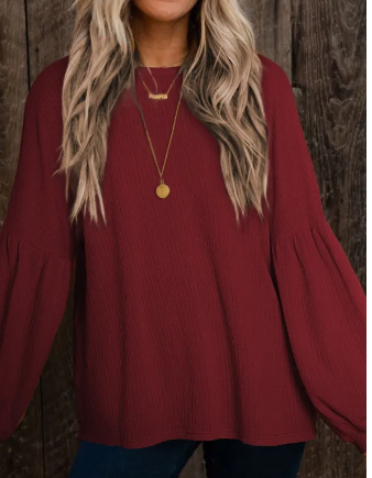 Faux Knit Jacquard Puffy Long Sleeve Top