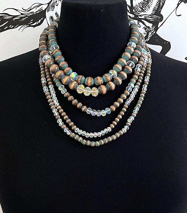 Western Navajo Pearl Bead Patina Necklace