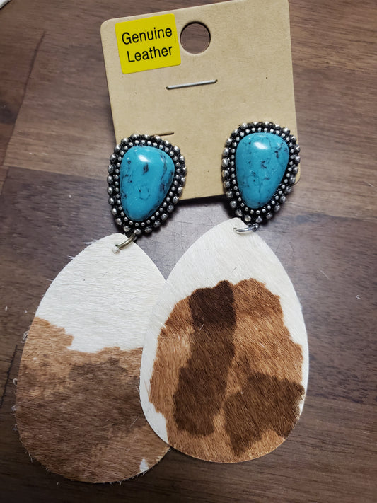 Turquoise Leather Earrings