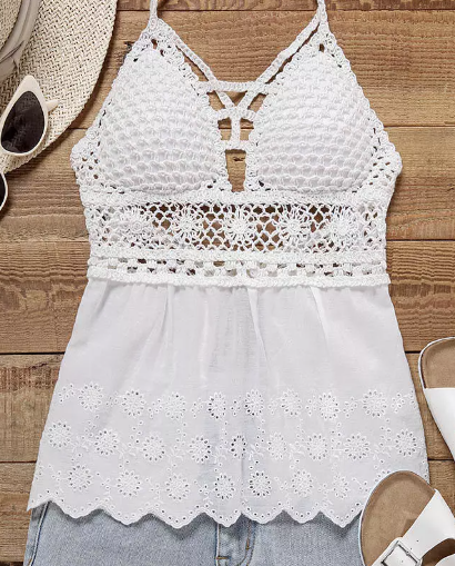 Hollow Out Open Back Halter Tie Camisole
