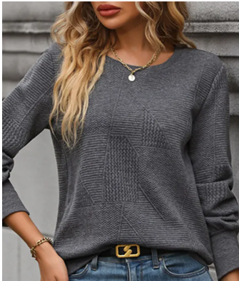 Dark Gray Knittong Long Sleeves Top