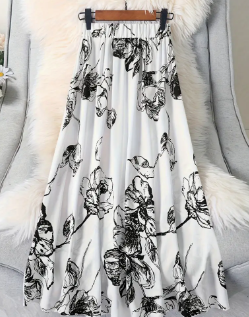 Floral Print Ruched Skirt