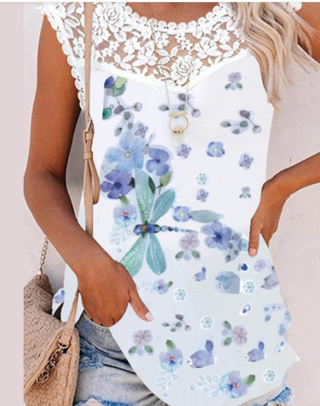 Lace Trim Loose Tank