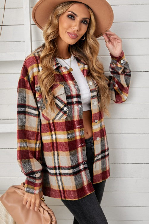 Plaid Shacket Jacket Coat