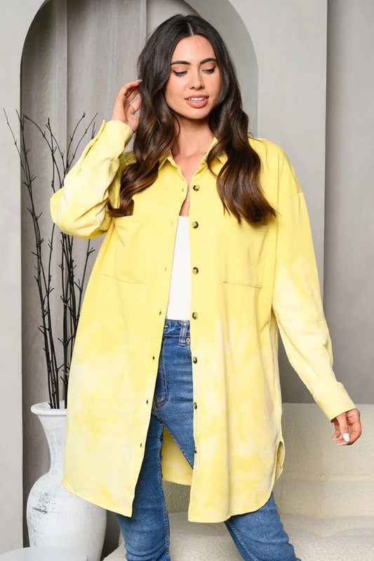 Ombre acid wash button-down shirt