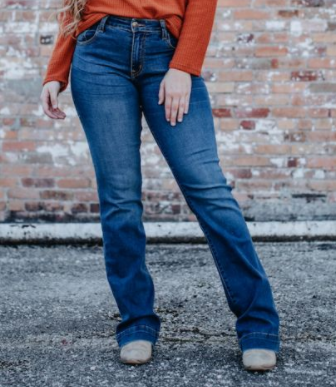 Mid Wash Boot Cut Jeans