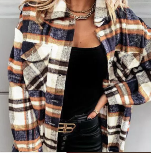 Button Up Plaid Flannel Khaki