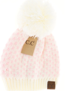 Heart Knit Pom Beanie