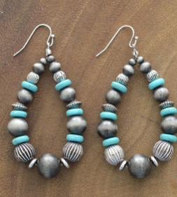 Turquoise Tear Drop Bead Earrings