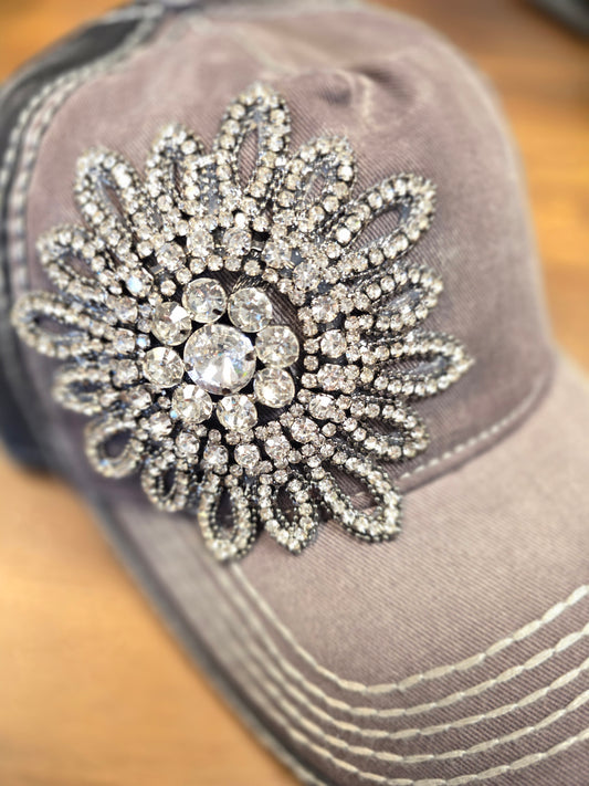 Olive & Pique Starburst Gunmetal Clear Stones
