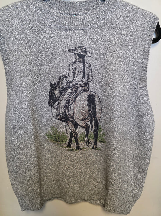 Grey Vest Riding Away