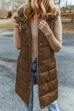 Hooded Long Quilted Vest Coat