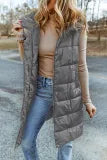 Hooded Long Quilted Vest Coat