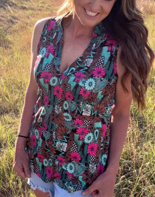 Pink Petal Tattoo Tank Top
