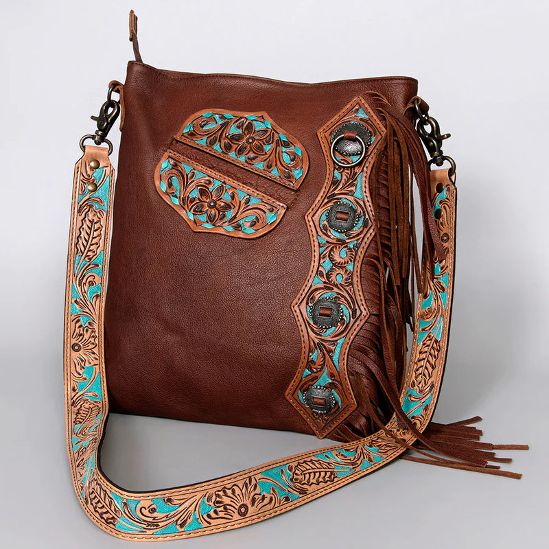 American Darling Brown Tooled Handbag