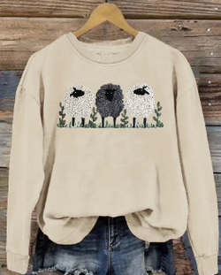 Cozy Sheep Print Pullover Sweatshirt