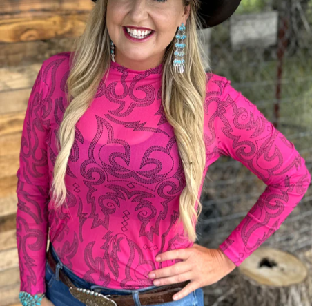 COWGIRLS LIKE US MESH TOP