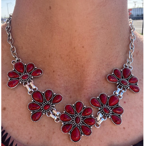 Ruby Flower Necklace