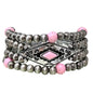 Grey and Pink Beaded Bracelet