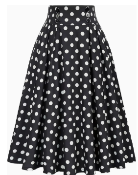 Polka Dot High Waist Flared Skirt