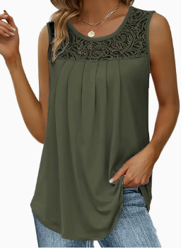 Lace Pleated Tank Top