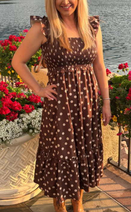 Mocha Dot Dress
