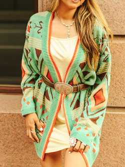 Jade Aztec Long Sleeve Knit Cardigan