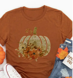 Pumpkin Print Short Sleeve T-shirt