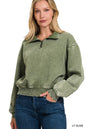 Acid Wash Fleece Half Zip Pullover