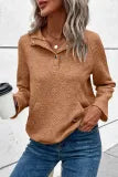 Textured Knit Buttoned Kangaroo Pocket Sweatshirt