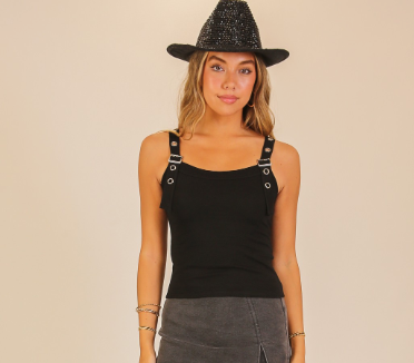Grommet Strap Buckle Tank Top