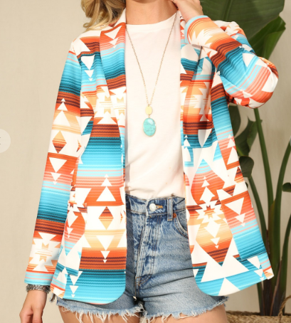 Aztec Print Relaxed Fit Blazer