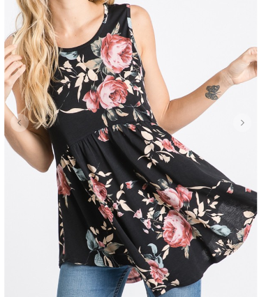 FLORAL PRINT BABYDOLL TOP