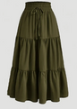 Floral Ruffle Layered Hem Drawstring Skirt