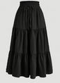 Floral Ruffle Layered Hem Drawstring Skirt