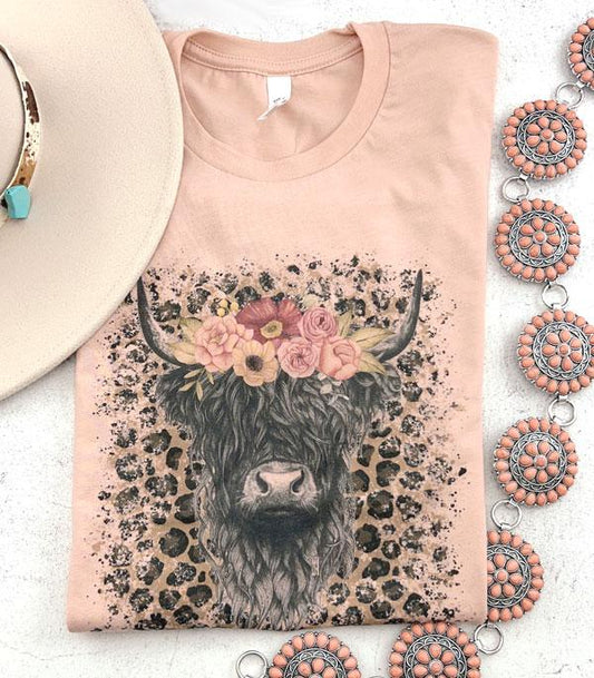Highlander Cow with Roses T-Shirt