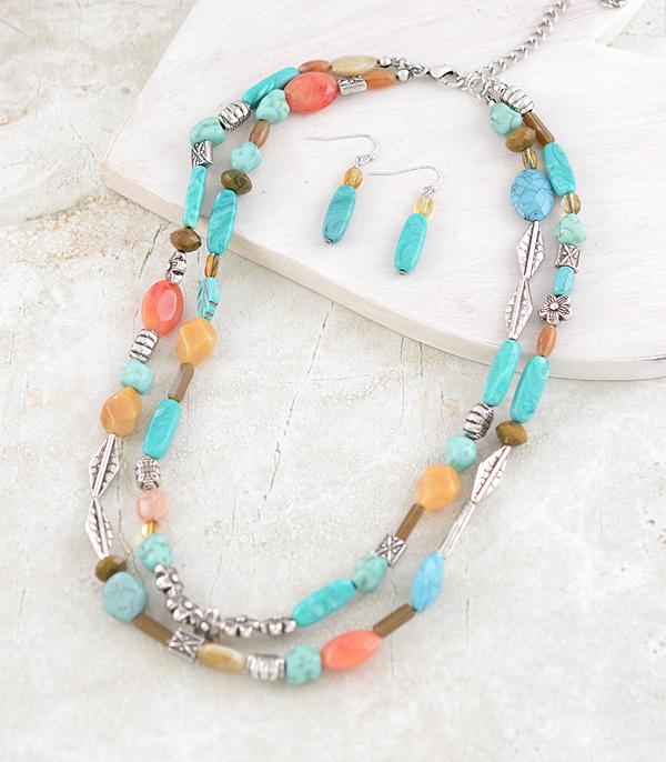 Semi Stone Necklace Set