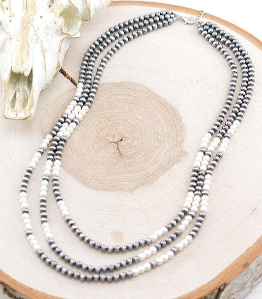 Triple Strand Beaded Necklace