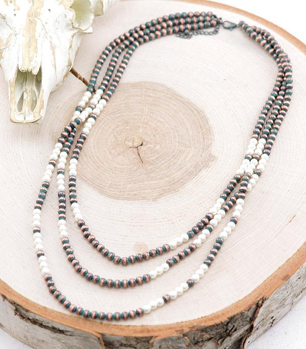 Triple Strand Beaded Necklace