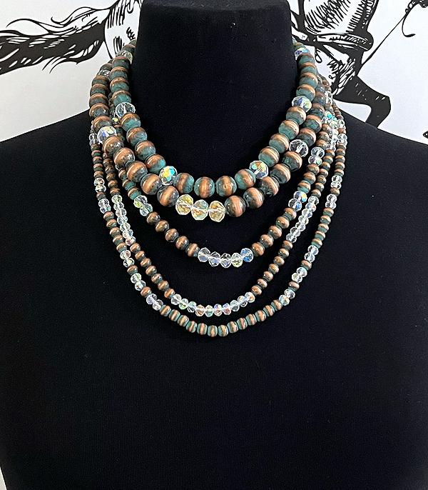 Western Navajo Pearl Bead  Patina Necklace