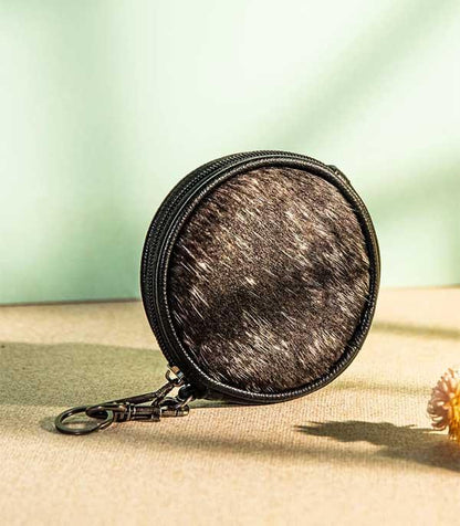 Wrangler Genuine Hair On Cowhide Circular Coin Pouch Bag Charm