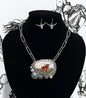Long Horn with Silver Necklace & Earrings