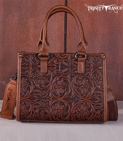 Trinity Ranch Floral Tooled Concealed Carry Tote/Crossbody