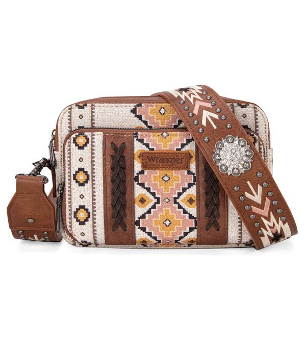 Wrangler Aztec Printed Crossbody Purse With Wallet Compartment