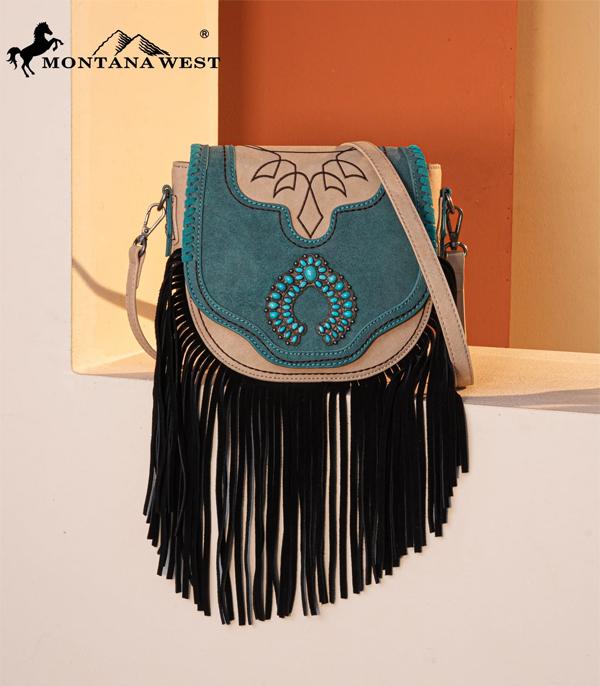 MW1302-8360 Montana West Concho Fringe Collection Saddle Bag/Crossbody