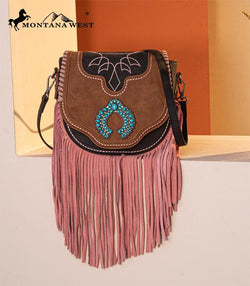 MW1302-8360 Montana West Concho Fringe Collection Saddle Bag/Crossbody