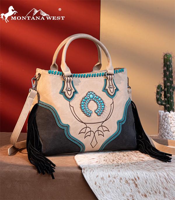 MW1302-8322 Montana West Concho Fringe Tote/Crossbody