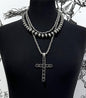 Black Beaded Black Cross Necklace