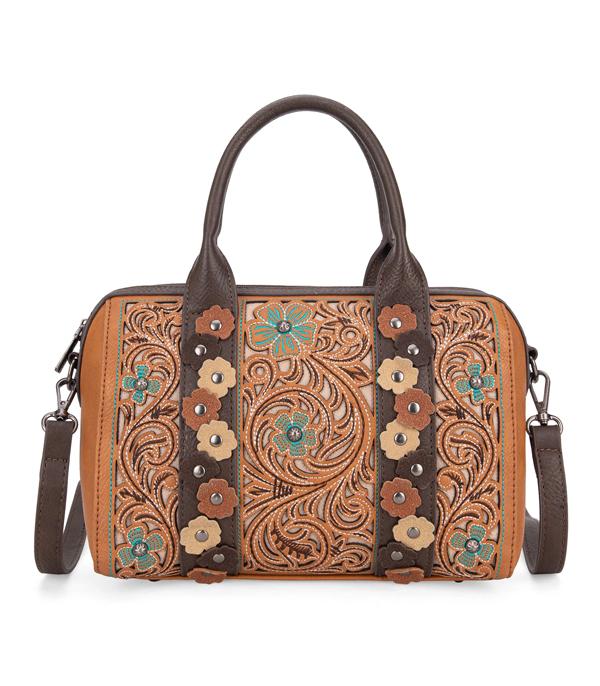 Montana West Embroidered Barrel Satchel Bag/Crossbody